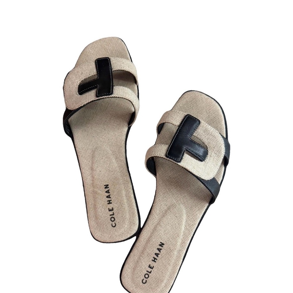 Cole Haan Women's Black and Cream Slide Sandals